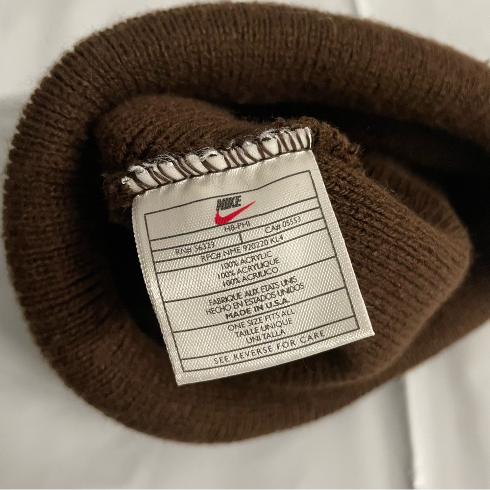 Vintage 90s Nike Brown Swoosh Cuffed Embroidered Beanie - Picture 4 of 4